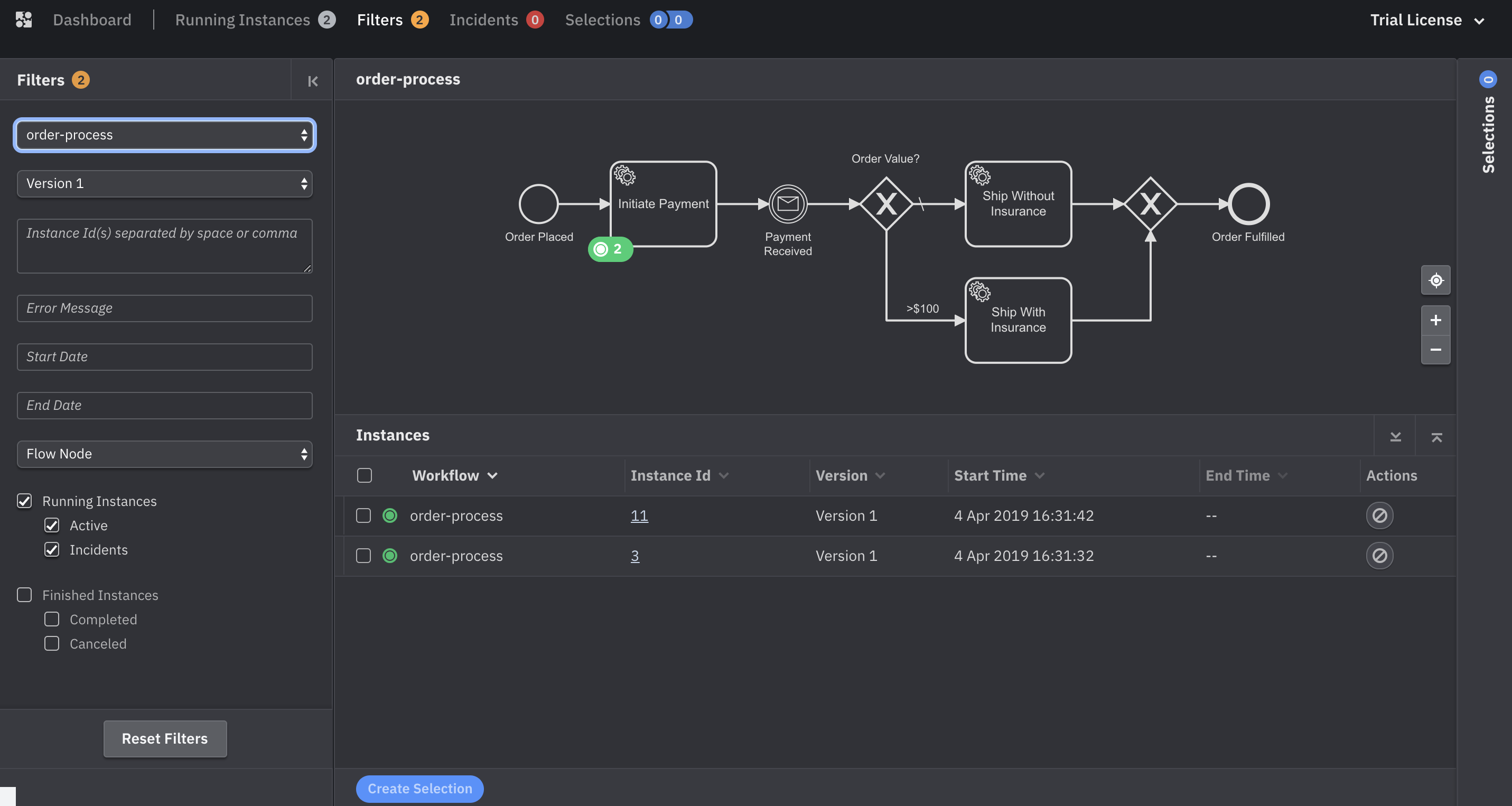 Workflow Instances in Operate