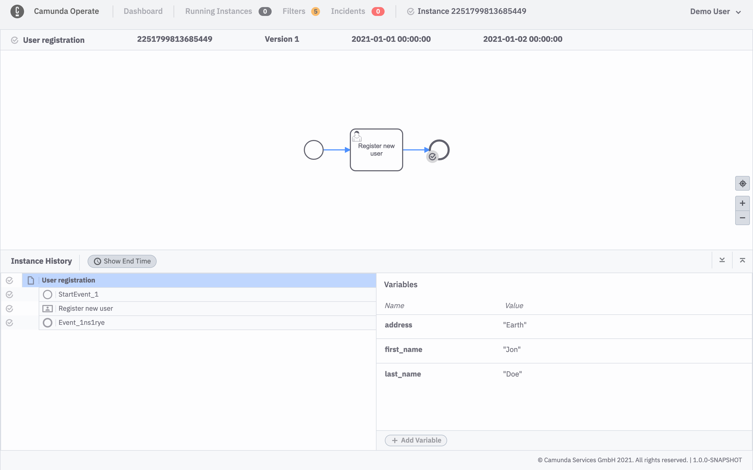 Details page of the completed Instance