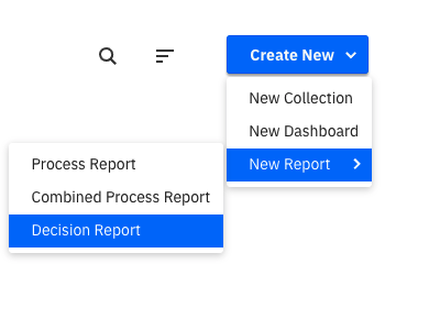 Create a new Decision Report from the Report list page