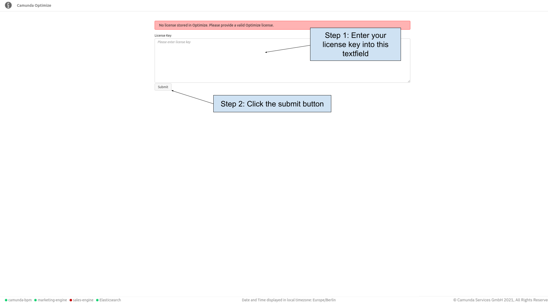 Optimize license page with no license key in the text field and submit button below