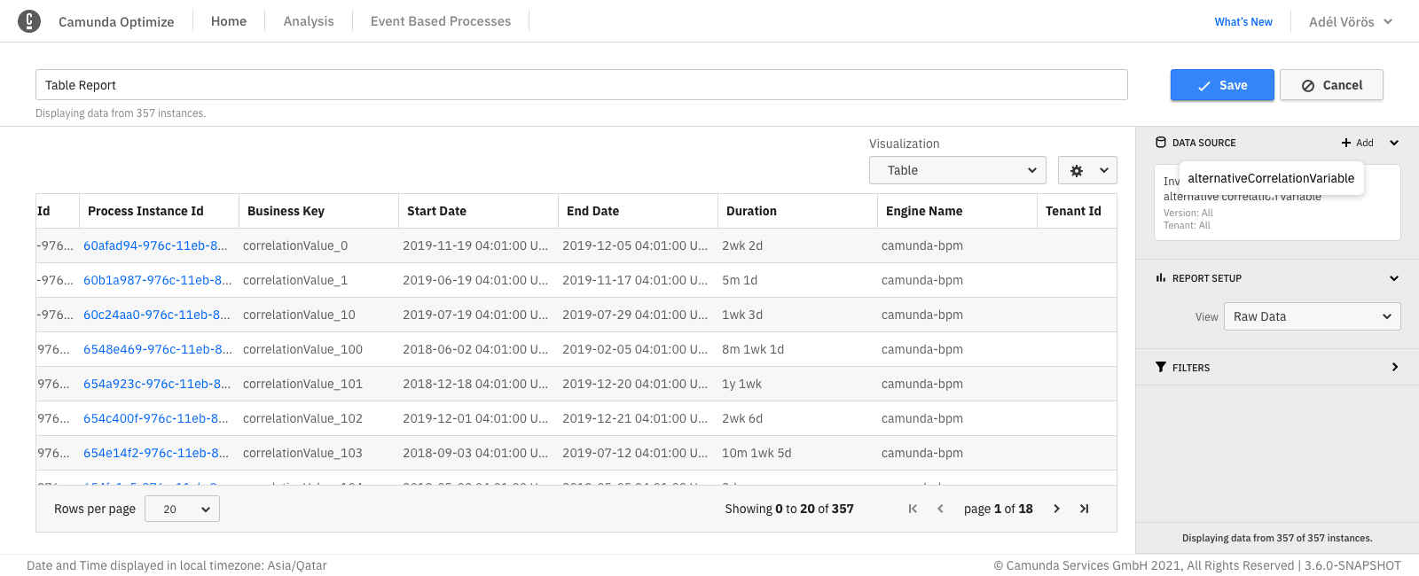 Sorting a table in Optimize