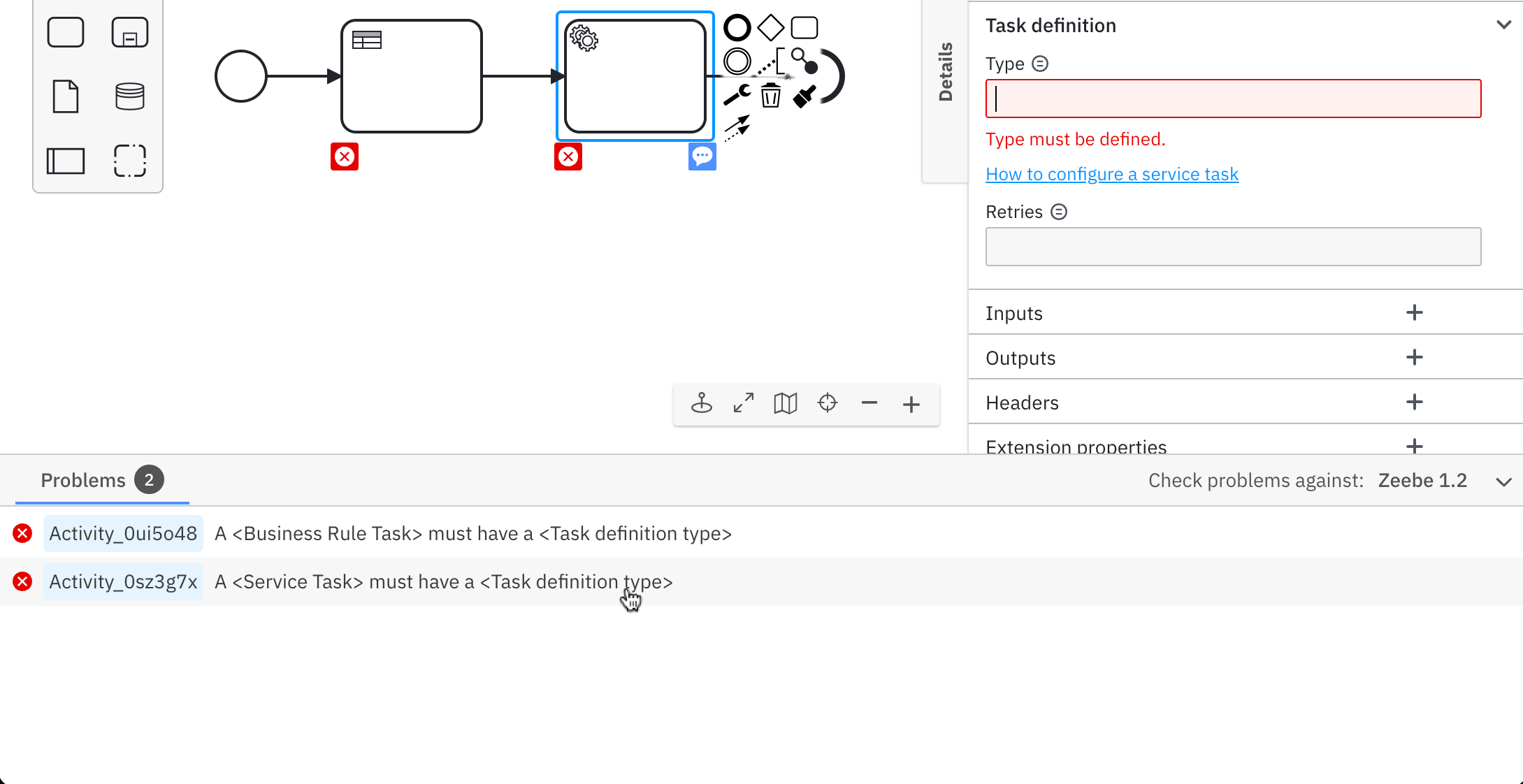 error panel