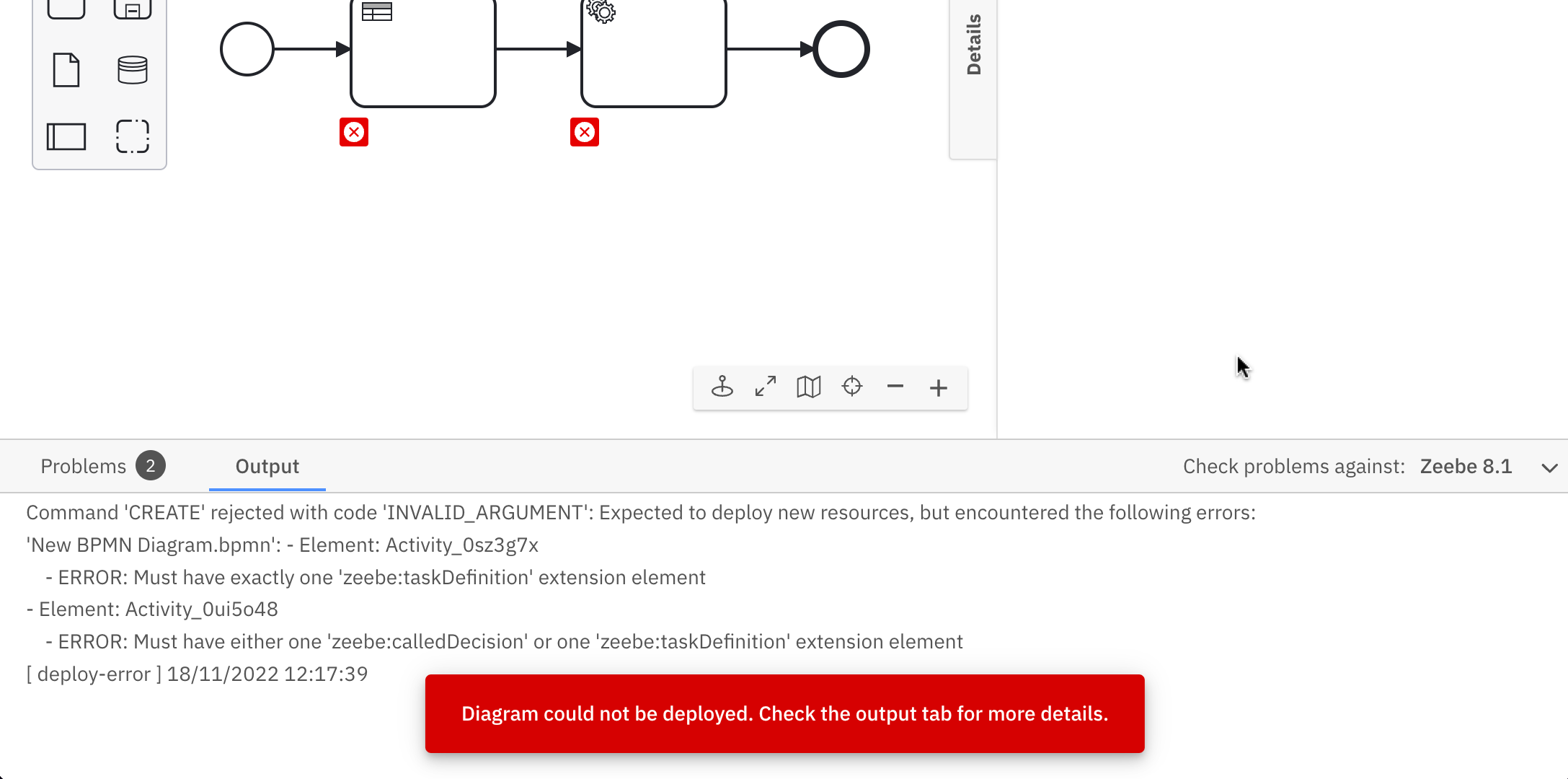 error panel