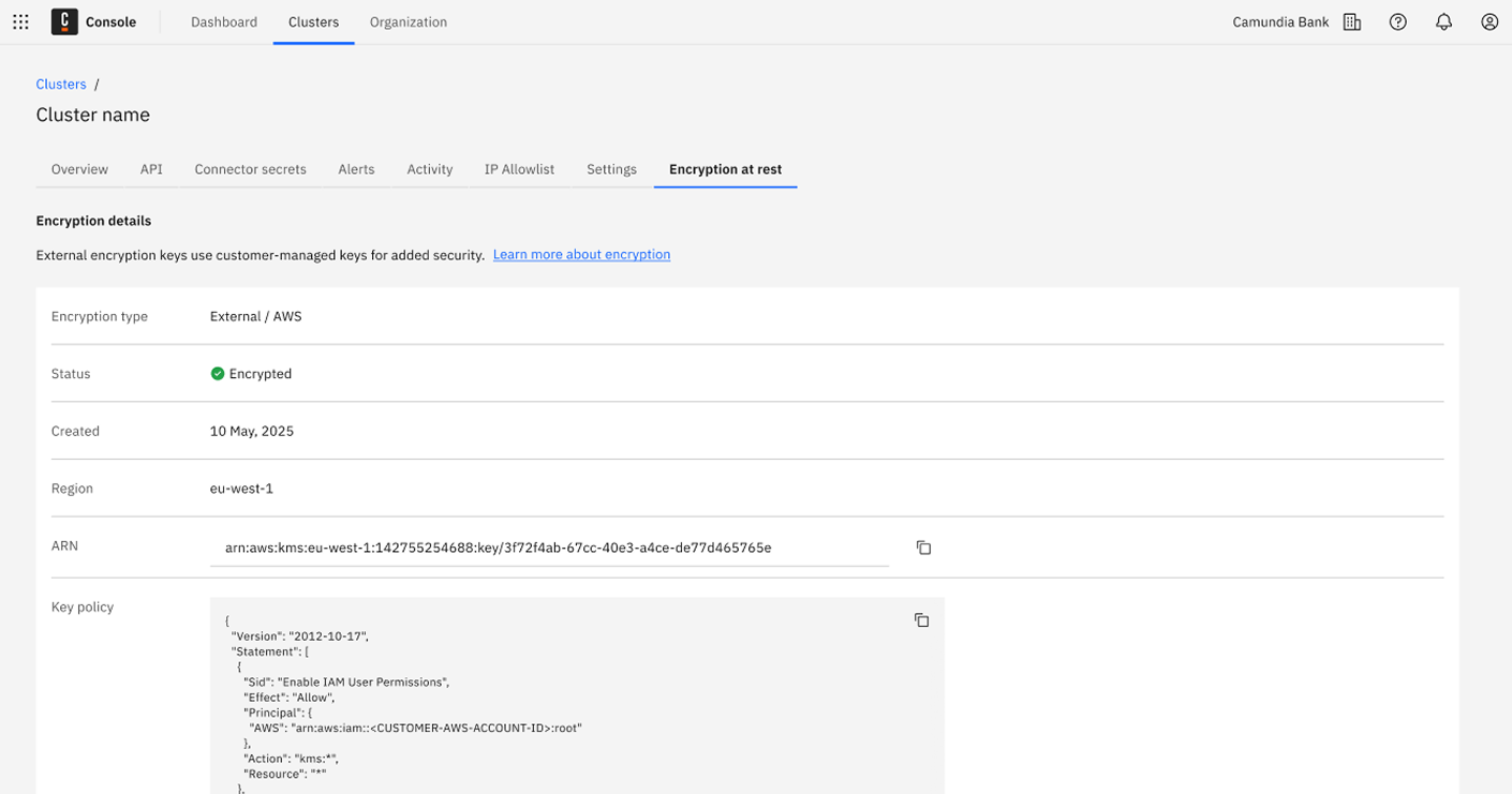 cluster details page