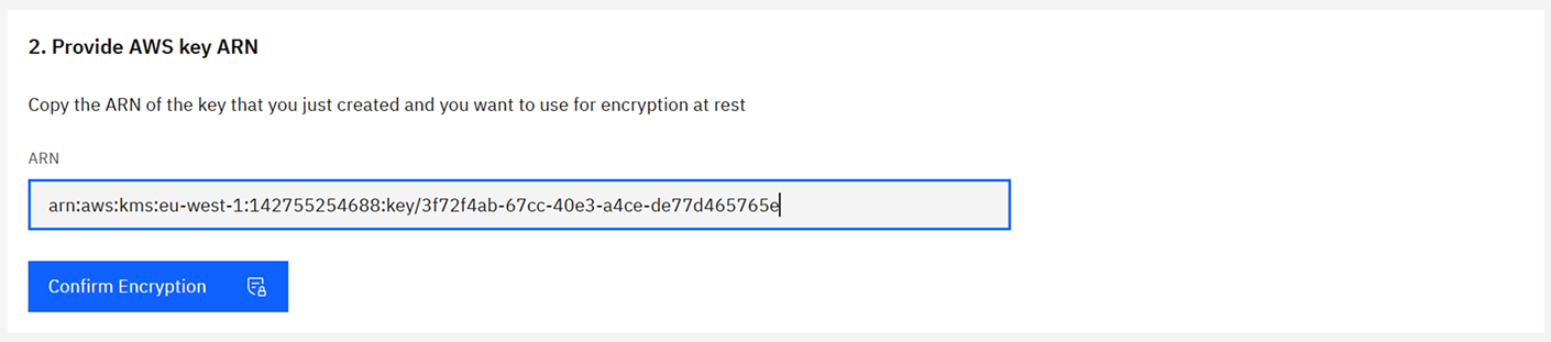 KMS AWS key ARN input field