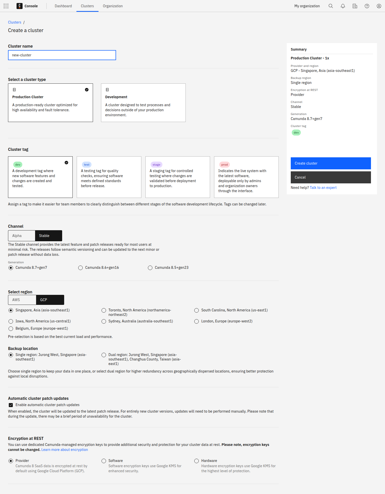 cluster-creating-modal