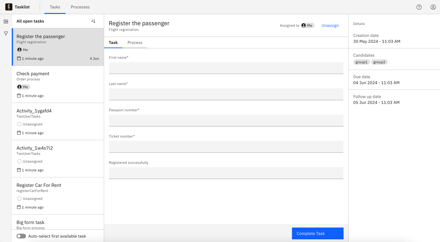 All open tasks tasklist-all-tasks