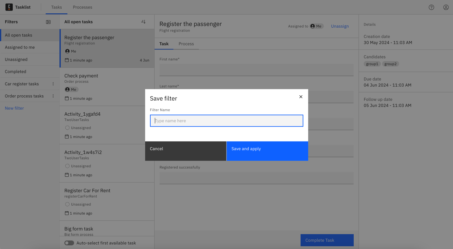 Add a descriptive name for the filter tasklist-save-filter-dialog